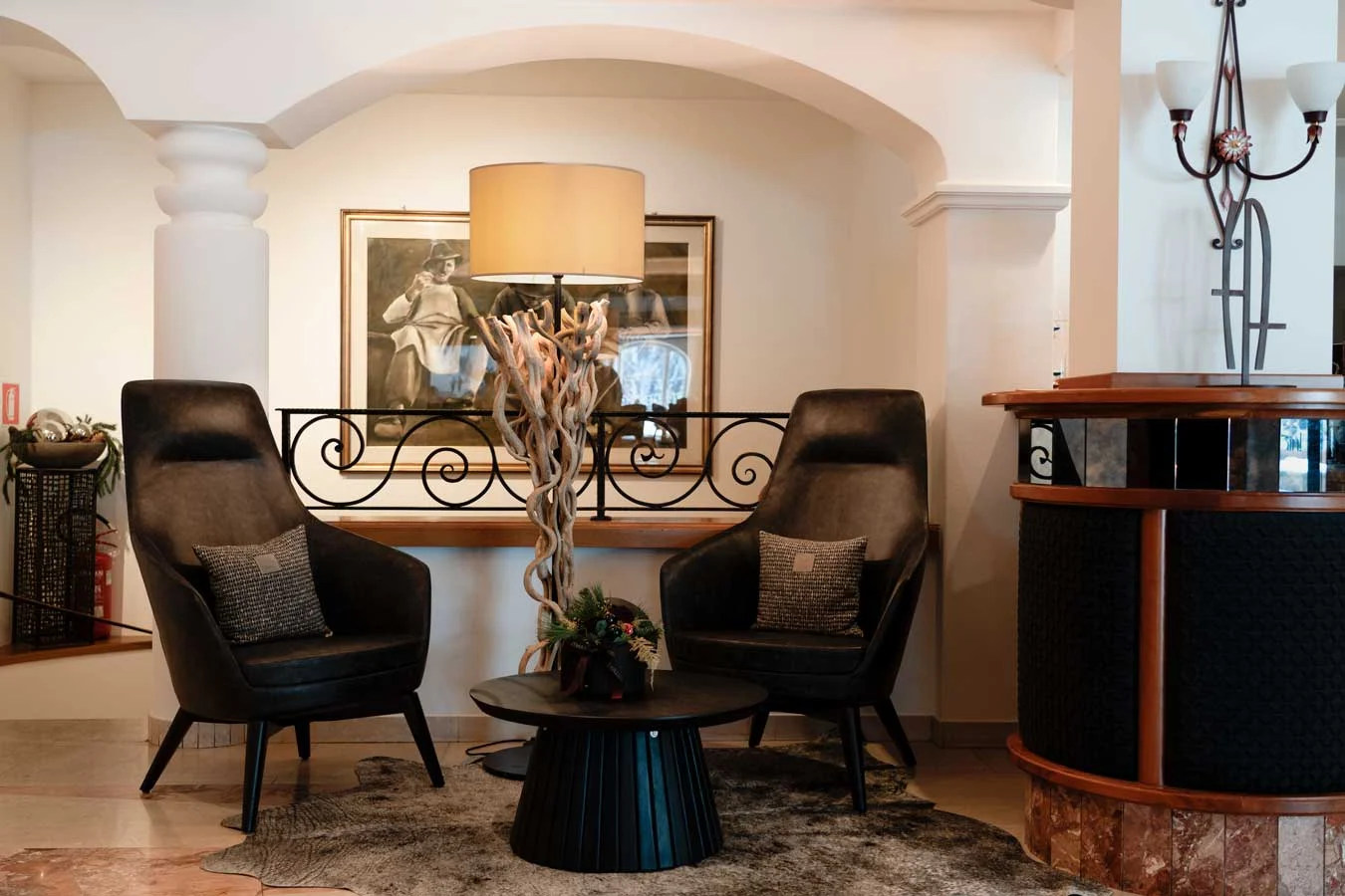 Alpenheim Charming Spa Hotel ortisei reception — interior design, arredamento, BS Chairs