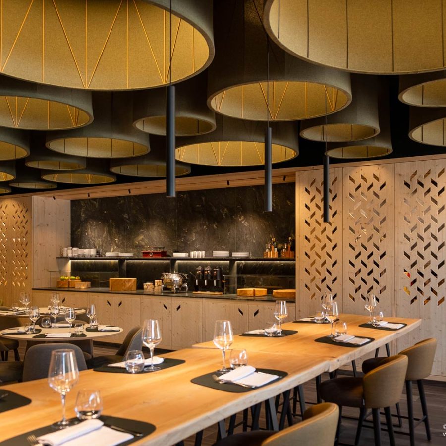 studio di architettura padova fragmenta arreda nuovo ristorante a madonna di campiglio per hotel ambiez